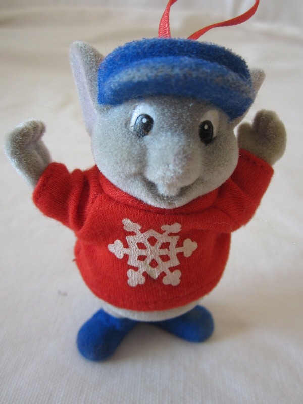 Vintage Bernard Mouse The Rescuers Disney Vintage FLOCKED Christmas Ornaments 