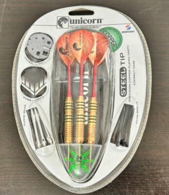 Unicorn Player's Choice Copper Plated Darts Steel Tips Extra Shafts Flights New