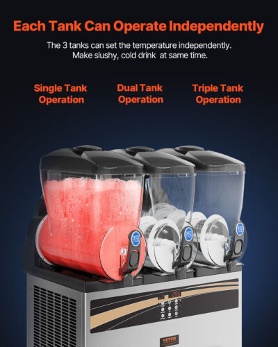 VEVOR 45L Slushie Machine Margarita Slush Maker Frozen Drink Ice Maker 3 Tank - Picture 5 of 12