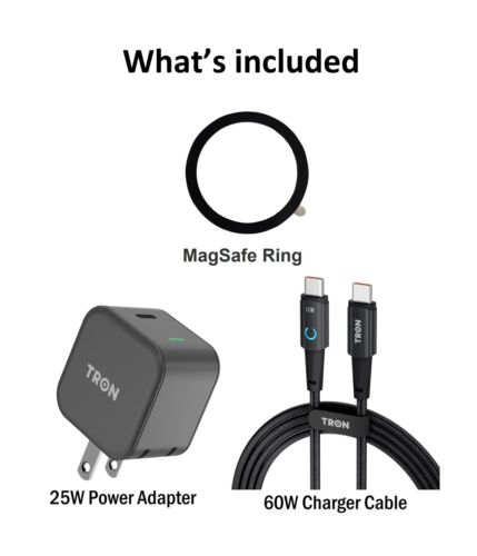 TRON 3-in-1 Wireless Charger, 25W Power Adapter, with Night Light & LED Cable - Picture 2 of 11