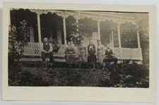 RPPC Victorian Era Family Posing with Beautiful Scroll Fretwork Postcard R5