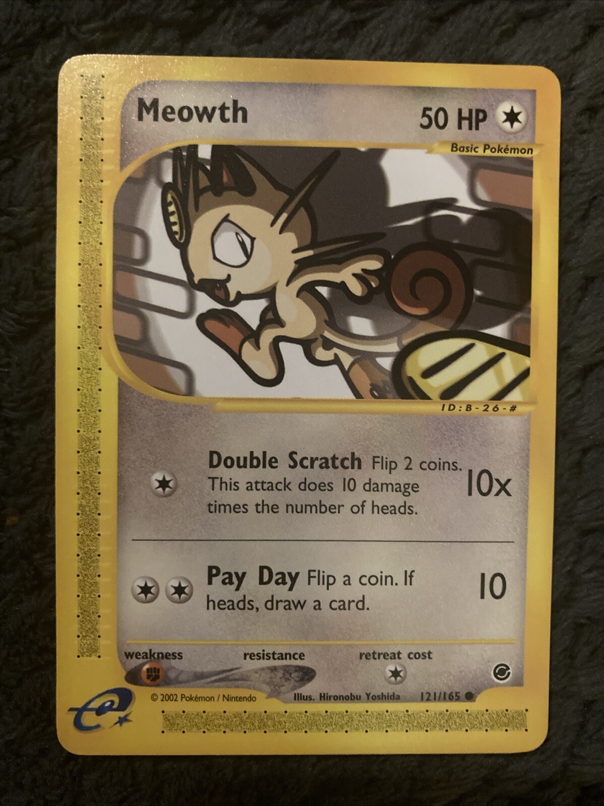 Meowth 121/165 Pokémon CARD Expedition Wizards Of The Coast 2002 Non Holo NM