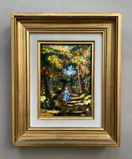 Email De Limoges, Monogramme à Identifier, Femme Sur Un Chemin