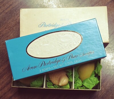 Vintage Partridge & Pear Avon Soap Set with Box. New Old Stock Grandma's