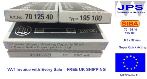 SIBA 70 125 40 Fuse 6.3x32mm Super Fast Acting -Pick Your Rating- type FF Pk5/10 - Picture 12 of 52