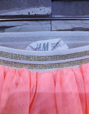 Jupe Fille H&M Flashy à Volants - Taille 4/6 Ans, Couleur Rose Orangé Fluo