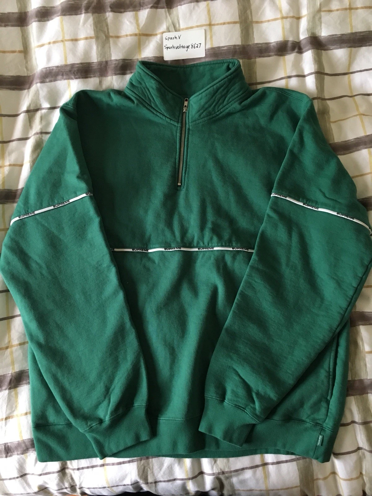 Supreme SS18 Logo Piping Half Zip Green SIZE XL BRAND NEW