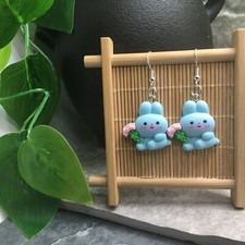 2  Silver-tone Bunny Flowers Earring Set Dangle Drop New Free Ship 9770