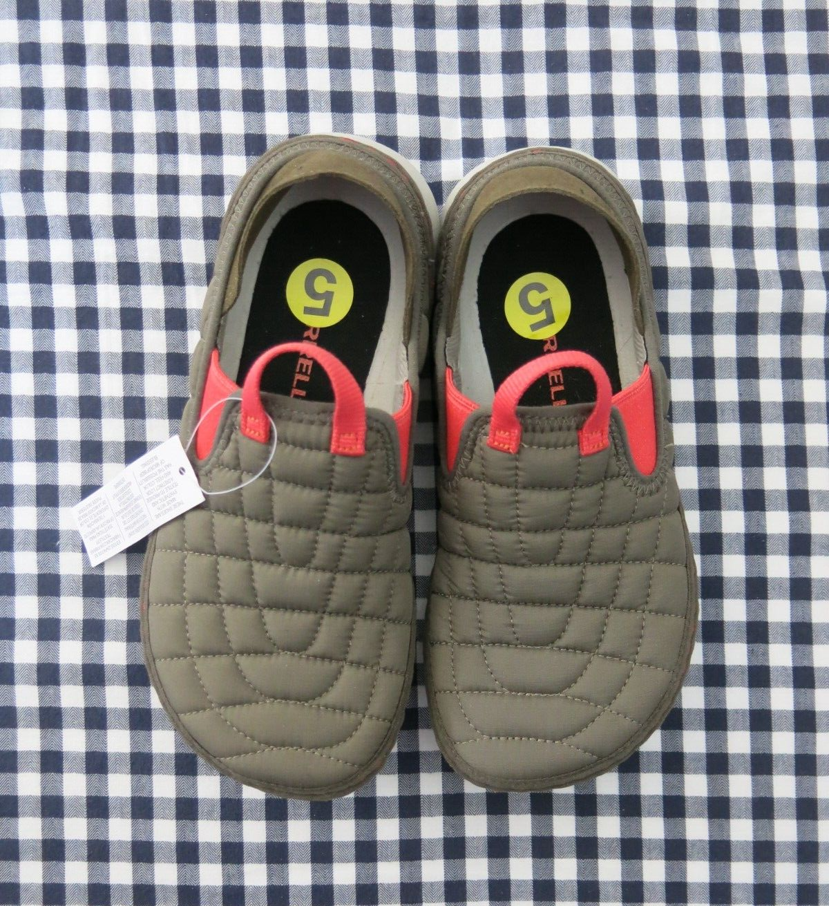 Merrell scarpe slip on trapuntate J75570 verde oliva con finiture arancioni