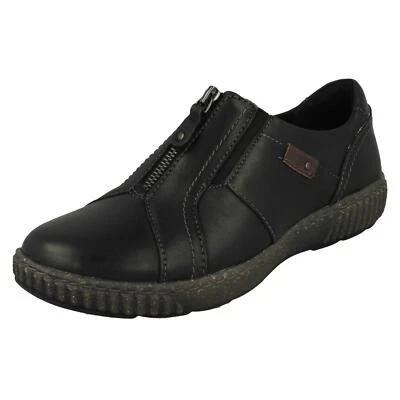 Damen Clarks 'Magnolia Zip' Schwarze Leder Freizeit Schuhe - D Passform - Bild 1 von 4