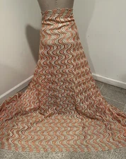 5 Yard Peach Gold Guipure Rhinestones  Bridal Lace Fabric 50” Width