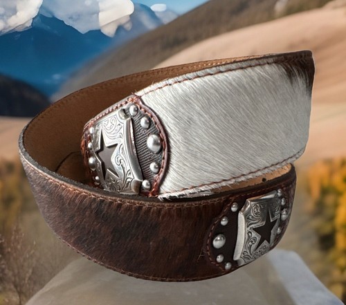 Tony Lama 5 Star Concho Horsehair Leather Belt Size 32 C42174 One Of A Kind! NWT