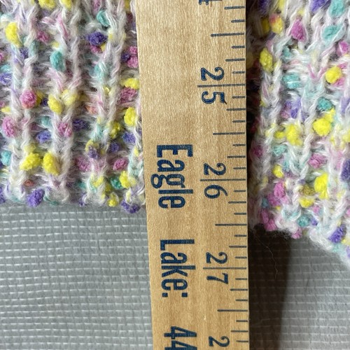 Shein Womens Sweater Size Small Gray w Pastel Accents Textured Puff Shoulder - Picture 8 of 9