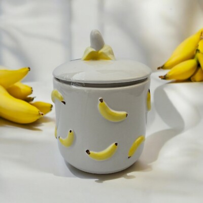 New Luna & Sage Banana Cookie Sugar Jar Hand Painted Canister Tiktok Viral