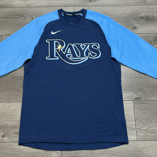 Nike Tampa Bay MLB Rays Authentic Pregame Raglan Pullover Sweatshirt Blue Medium - Bild 2 von 13