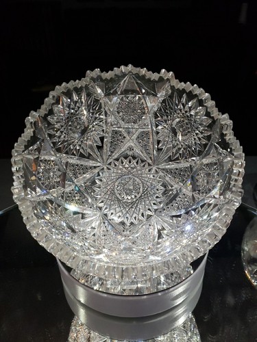 Lot De 8 Gobelets En Verre Taillé Libbey Anderson, Motif Fleur Lillian, Vintage 100+ Ans