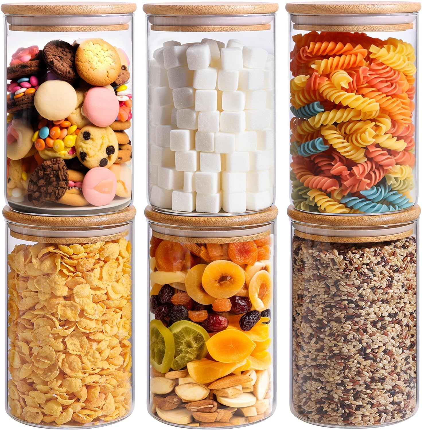 32Oz Glass Food Storage Containers with Lids - Airtight Clear Jars for Kitchen Pantry Organization