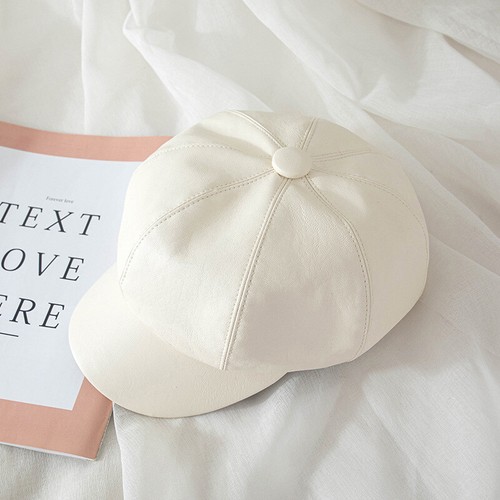 Lady Octagonal Peaked Cap Baker Boy Newsboy Beret Hat Faux Leather Stylish Soft - Bild 17 von 17
