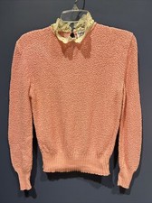 Small Hand Knit Sweater Hygrade Vintage Women's Knitted Pink /USA MADE 1960