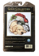 Cross Stitch CHRISTMAS Dog Cat Sleeping Dimensions Kit #8826