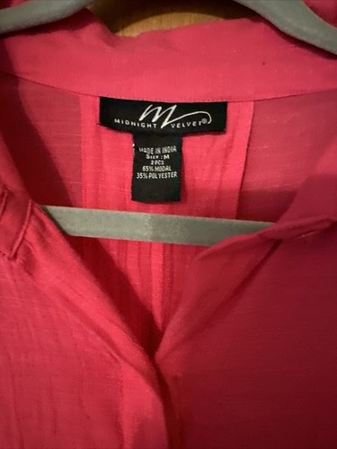 Midnight Velvet Fuchsia Cherry Babe Hi-Lo Sleeveless Tunic Ladies SZ Med - Picture 2 of 8