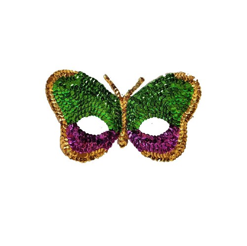 Butterfly Sequin Half Mask - Mardi Gras - Costume Accessory - One Size - Picture 2 of 2