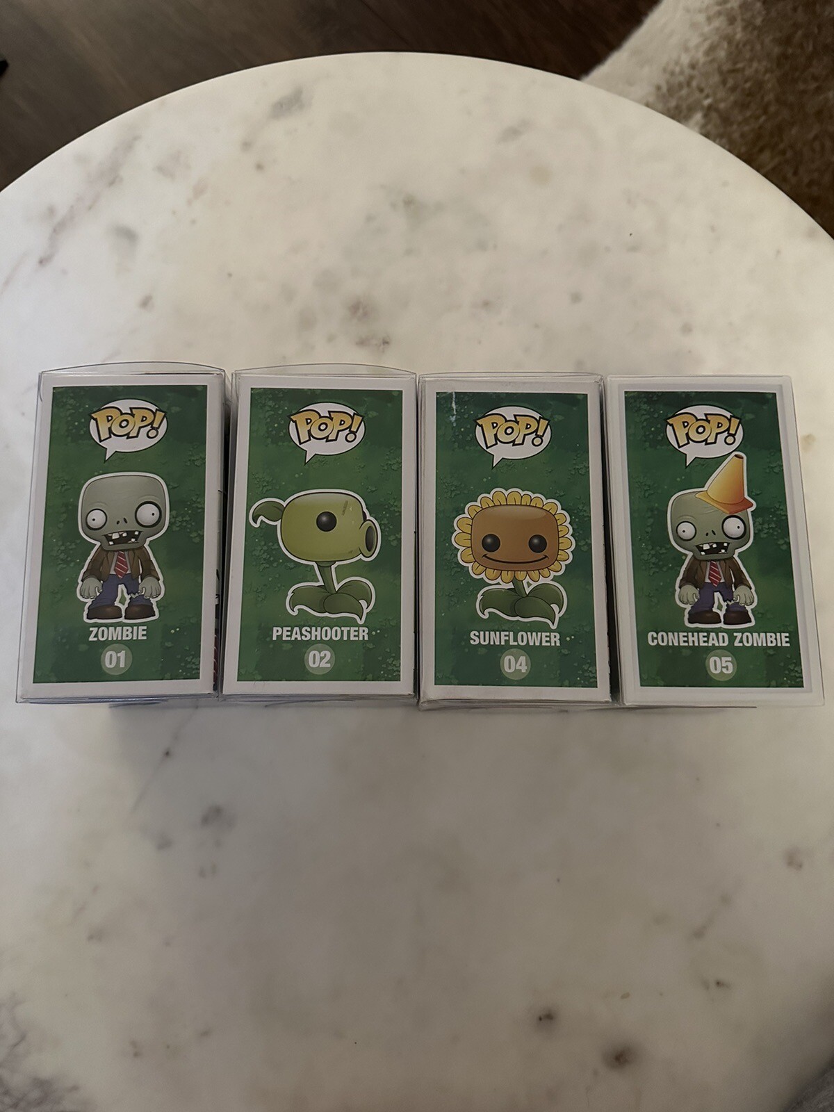 FUNKO POP PLANTS VS ZOMBIES LOT OF 4, 01, 02, 04, 05 METALLIC CONEHEAD