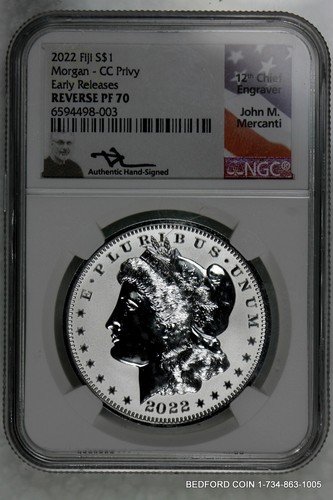 NGC REVERSE PF70 EARLY RELEASE FIJI 2022 MORGAN CC PRIVY SILVER DOLLAR MERCANTI