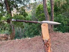 Artisanal Forged Spear D2 Tool Steel Hunting Viking Spear With Leather Sheath