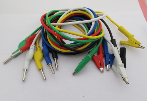 1 set 6 colors Silicone High Voltage 4mm Banana Plug to Alligator Clip Test Lead - Picture 2 of 3