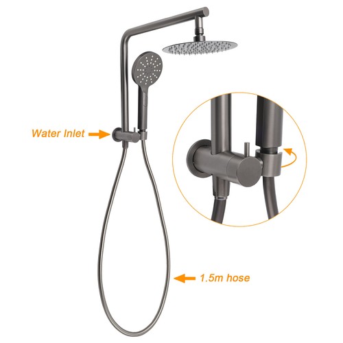 KYLINS Gun Metal Shower Set Basin Mixer Spout Kitchen Sink Tap Grate Rail Hook - Picture 21 of 258