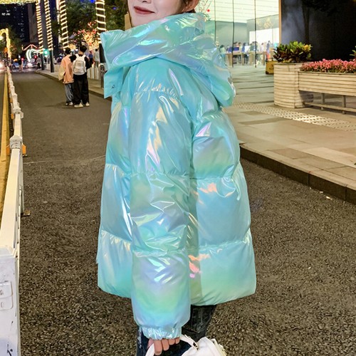 Mujer Shiny Puffer Coat Chaqueta Algodón Acolchado Invierno Warm Hooded Parka Outwear - Imagen 12 de 14