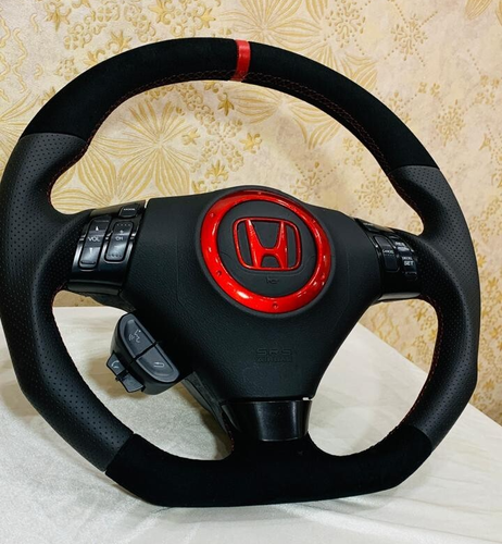 HONDA ACCORD CL7 CL9 ACURA TSX 2004-2008 BOTTOM FLAT & TOP ROUND STEERING WHEEL - Picture 3 of 8