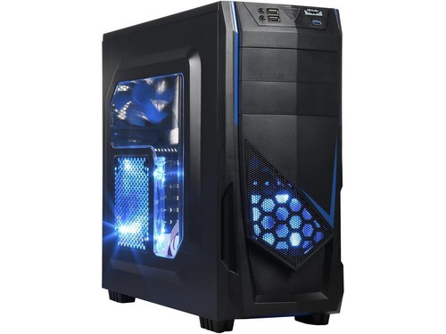 DIYPC Ranger-R5-B Black USB 3.0 ATX Mid Tower Gaming Computer Case Led Fans Rare