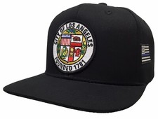 City Of Los Angeles W/ White/Black USA Flag Seal Black SnapBack