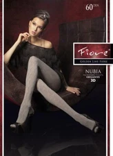 FIORE  NUBIA 3D PATTERNED  60 DENIER PANTYHOSE TIGHTS 3 SIZES COLOR IS SMOKY