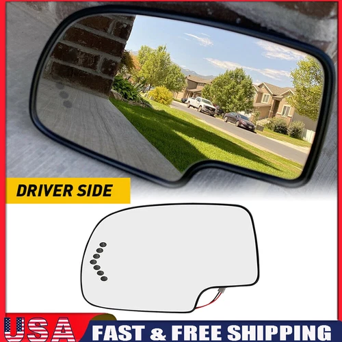 Left Heated Mirror Glass Turn Signal Fit For 03-07 Chevy Silverado GMC 88944391