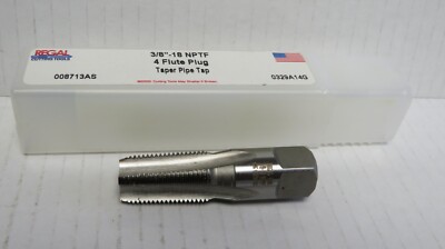 REGAL CUTTING TOOLS 3/8''-18 NPTF 4 FLUTE PLUG TAPER PIPE TAP 008713AS USA