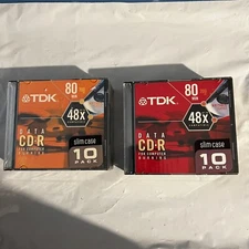 TDK CD-R 10 Pack 48x Recordable, 80 Min, 700 MB New Sealed Lot Of 2 Packs