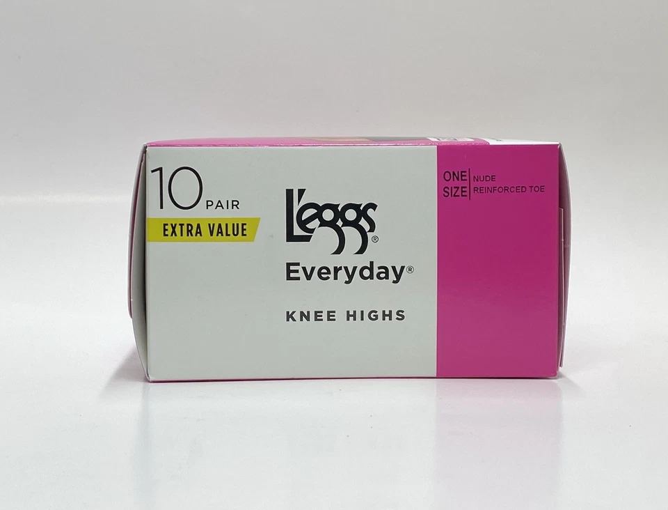 L'eggs Everyday Knee Highs One Size NUDE Reinforced Toe 10 pairs 43592 - Image 2 of 4