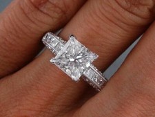 2.ct Princess Cut Diamond Simulated Engagement Ring 14kt White Gold Size 6.5