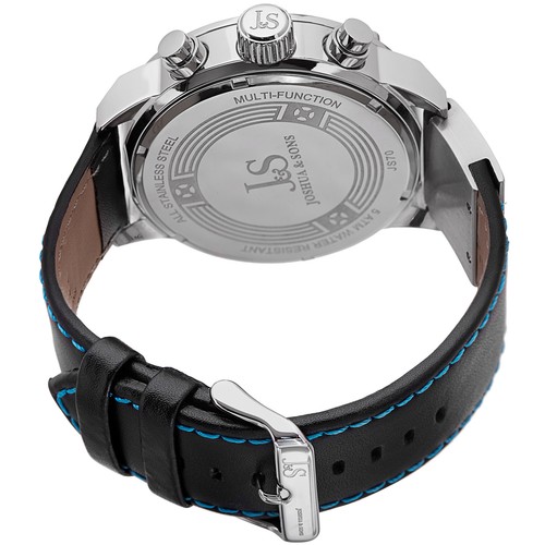 Men's Joshua & Sons JS70 Lefty Swiss Quartz Multifunction Leather Strap Watch - Picture 14 of 21