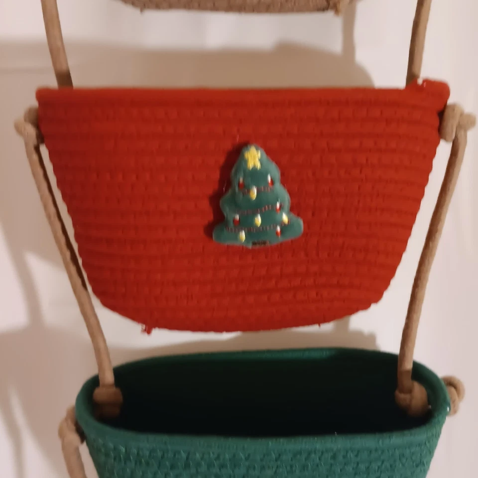 Cestas colgantes de pared de 3 niveles organizadoras sobre la puerta, almacenamiento colgante tejido boho Foto 3 de 4