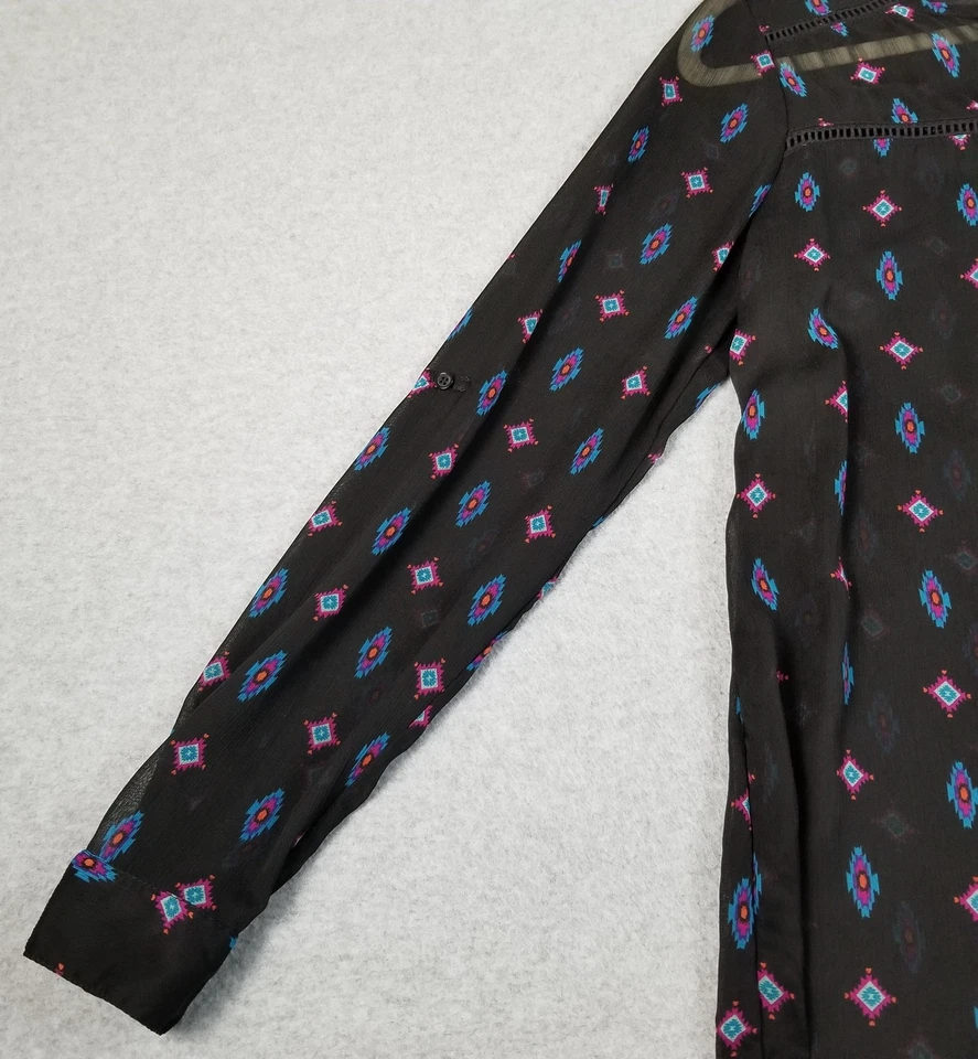 Top para mujer MOSSIMO Supply Co. grande L multicolor damasco manga larga cuello dividido Foto 3 de 4