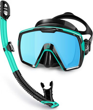 Snorkel Set Adult Diving Mask Mirrored Lens Anti Fog Dry Snorkeling Gear
