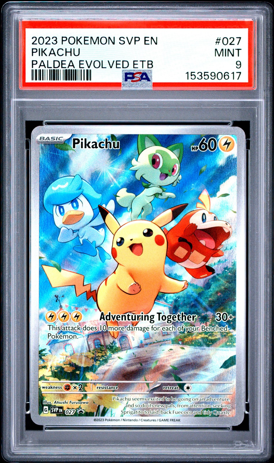 2023 POKEMON SVP EN-SV BLACK STAR PROMO #027 PIKACHU PSA 9
