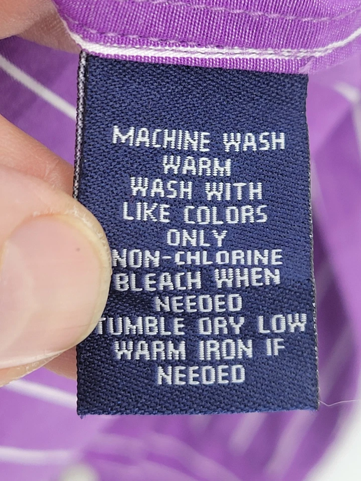 Camisa eduardiana Ralph Lauren Chaps Top para mujer pequeña púrpura blanca a rayas con volantes Foto 4 de 4