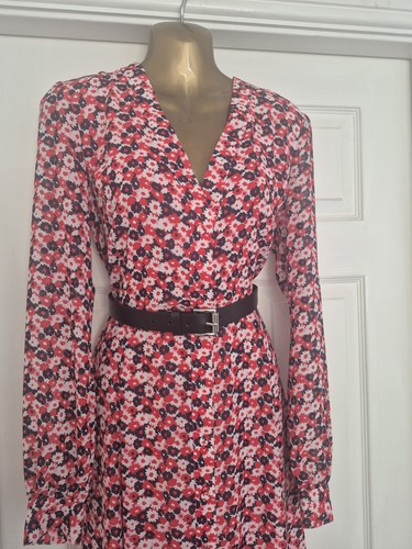 MICHAEL KORS CARNATION GEORGETTE SHIRT DRESS L 12 Us 8 Princess Kate Middleton - Picture 7 of 13