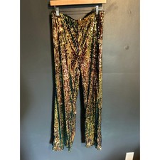 Gold  Multicolor Sequin Flare Pants   Waist 30