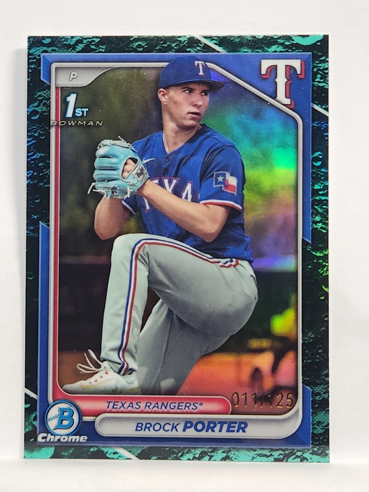 2024 Bowman Chrome Brock Porter 1st Aqua Lunar Refractor 11/125 #BCP-36 Rangers